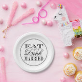 Assiettes En Carton Mangez, buvez et soyez mariés Mariage noir/blanc m (Fête)