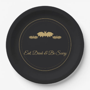 Assiettes En Carton Mangez, Buvez & Soyez Effrayant Bats Halloween en 