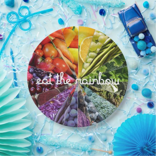 Assiettes En Carton Mangez l'arc-en-ciel  (Fête)