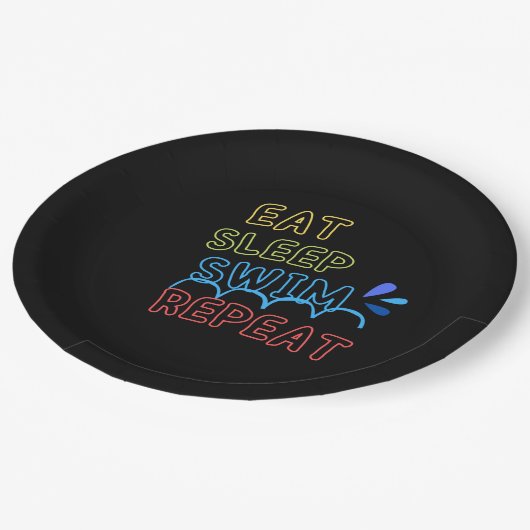 Assiettes En Carton Mangez le sommeil nager répéter (Angle)