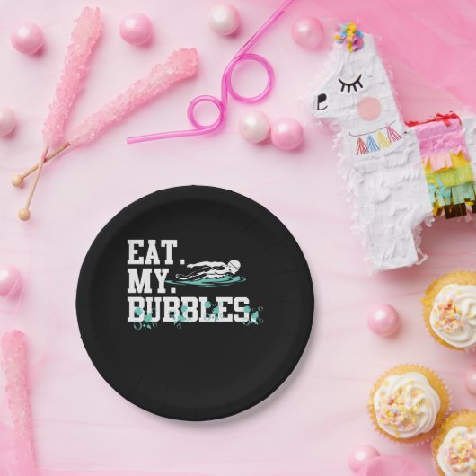 Assiettes En Carton Mangez Mes Bulles Amusante Nage Cadeau Conception  (Fête)
