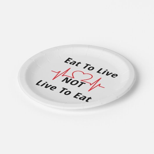 Assiettes En Carton Mangez pour vivre, pas pour manger (Angle)