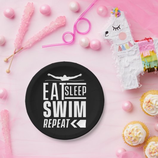 Assiettes En Carton Mangez Sleep Swim Répéter (Fête)