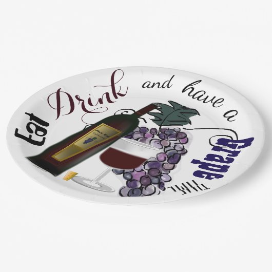 Assiettes En Carton Mangez un verre et prenez un moment de raisin (Angle)