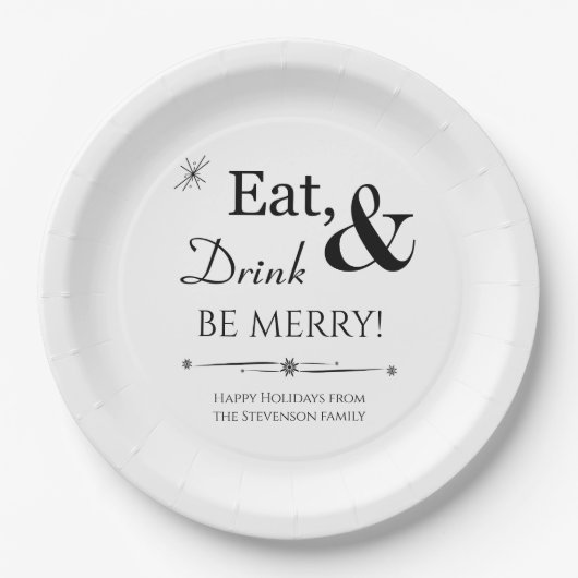 Assiettes En Carton Mangez Un Verre Et Soyez Merry Retro Noël Du Milie (Devant)