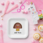 Assiettes En Carton Mangez Une Pizza Avec La Turquie De Thanksgiving (Fête)