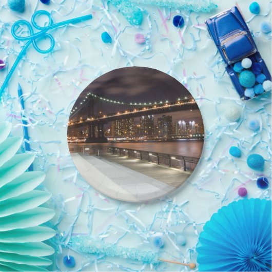 Assiettes En Carton Manhattan Bridge et NYC Skyline (Fête)