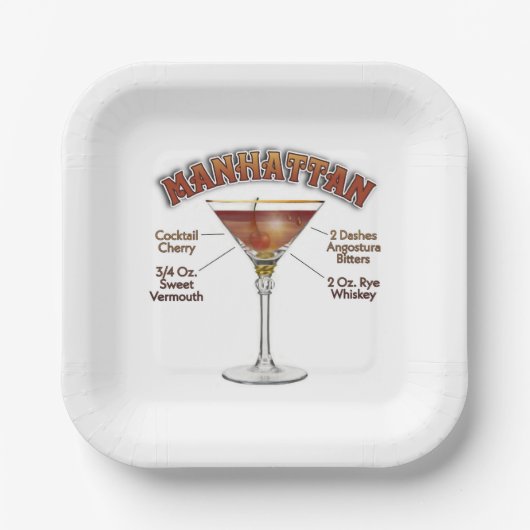 Assiettes En Carton Manhattan Cocktail Recette Art (Recto)