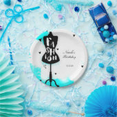 Assiettes En Carton Mannequin Stand MODE Aqua & Blanc avec Coeurs (Fête)