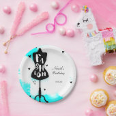 Assiettes En Carton Mannequin Stand MODE Aqua & Blanc avec Coeurs (Fête)