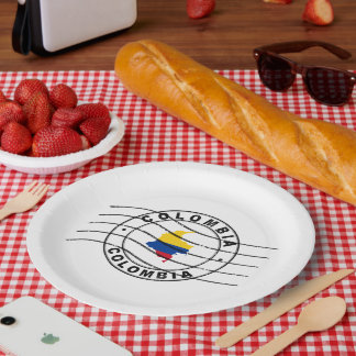 Assiettes En Carton Map of Colombia, Postal Passport Stamp