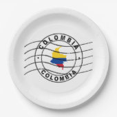 Assiettes En Carton Map of Colombia, Postal Passport Stamp (Devant)