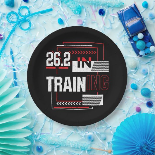 Assiettes En Carton Marathon - 26.2 en formation Abstraite (Fête)