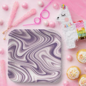 Assiettes En Carton Marbre Abstrait pourpre liquide (Fête)