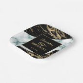 Assiettes En Carton Marbre blanc Chic Gold Paint Texture Anniversaire (Angulaire)