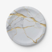 Assiettes En Carton Marbre blanc et or (Devant)