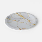 Assiettes En Carton Marbre blanc et or (Angle)