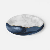 Assiettes En Carton Marbre blanc Gilded Marine Blue Agate (Angle)