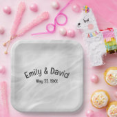 Assiettes En Carton Marbre blanc mariage Abstrait (Fête)