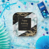 Assiettes En Carton Marbre blanc or Paint Paint Texture Anniversaire (Fête)