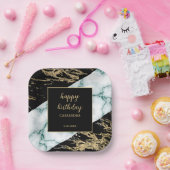 Assiettes En Carton Marbre blanc or Paint Paint Texture Anniversaire (Fête)