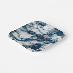 Assiettes En Carton Marbre bleu