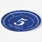 Assiettes En Carton Marbre Bleu Élégant 5 ans de travail Anniversaire (Angle)