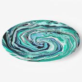 Assiettes En Carton Marbre bleu, Turquoise, turquoise et blanc (Angle)