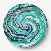 Assiettes En Carton Marbre bleu, Turquoise, turquoise et blanc (Devant)