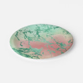 Assiettes En Carton Marbre cool | Jolie Pastel Coral et Green Ombre (Angle)