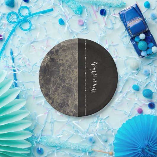 Assiettes En Carton Marbre de verre Granite Shimmer Style design éléga (Fête)