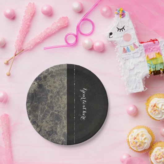 Assiettes En Carton Marbre de verre Granite Shimmer Style design éléga (Fête)