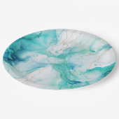 Assiettes En Carton Marbre d'encre or Mint Aqua (Angle)