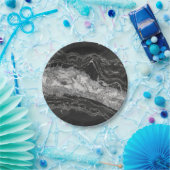 Assiettes En Carton Marbre gris et blanc et abstrait argenté (Fête)