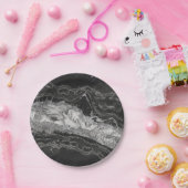 Assiettes En Carton Marbre gris et blanc et abstrait argenté (Fête)