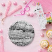 Assiettes En Carton Marbre gris granit | motif en pierre abstrait (Fête)