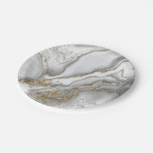 Assiettes En Carton Marbre liquide gris - perle et or (Angle)