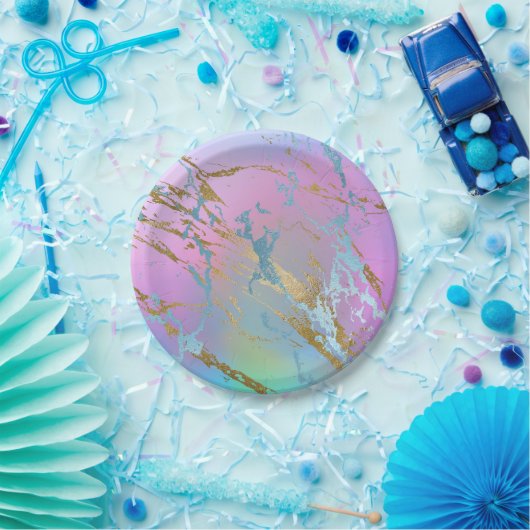 Assiettes En Carton Marbre millénaire | Playbow Pastel Ombre (Fête)