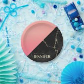 Assiettes En Carton Marbre noir (Fête)