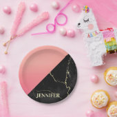 Assiettes En Carton Marbre noir (Fête)