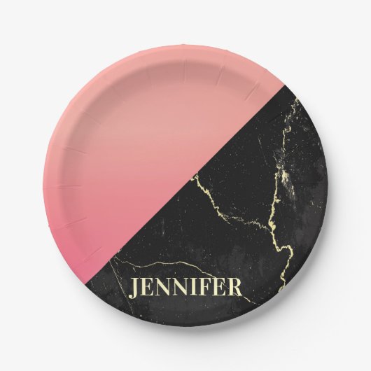 Assiettes En Carton Marbre noir (Devant)