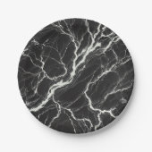 Assiettes En Carton Marbre noir et blanc chic vue glamour (Devant)