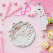 Assiettes En Carton Marbre or rose (Fête)