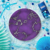 Assiettes En Carton Marbre pourpre et argenté (Fête)