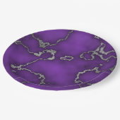 Assiettes En Carton Marbre pourpre et argenté (Angle)