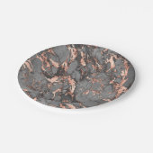 Assiettes En Carton Marbre rose gris or design moderne (Angle)