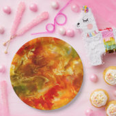 Assiettes En Carton Marbre rouge, or, orange, encre (Fête)