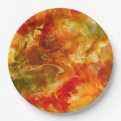 Assiettes En Carton Marbre rouge, or, orange, encre (Devant)