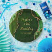 Assiettes En Carton Marbre vert et or Agate Anniversaire (Fête)