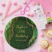 Assiettes En Carton Marbre vert et or Agate Anniversaire (Fête)